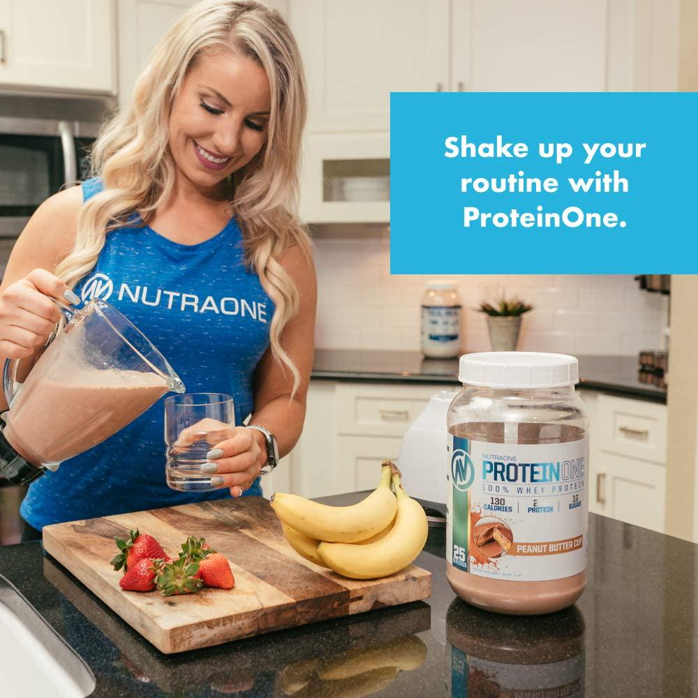 ProteinOne Whey Protein by NutraOne Promote Recovery and Build Muscle with a Protein Shake Powder for Men and Women(Vanilla Ice Cream, 2 LB)