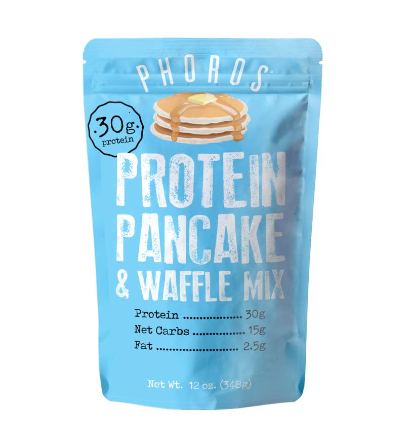 Protein Pancake and Waffle Mix by Phoros Nutrition, 30g of Whey Protein, Low Carb, High Protein, Keto-Friendly, Just Add Water (Original)
