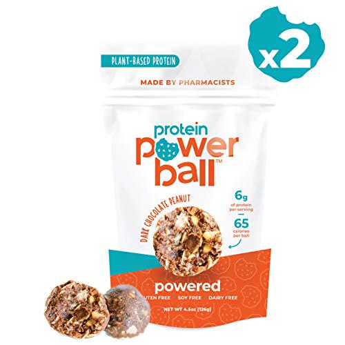 Protein Power Ball | On-the-Go Snacks | Gluten Free, Dairy Free, Soy Free Snack | High Protein Energy Bites (Dark Chocolate Peanut, 2 Pack)