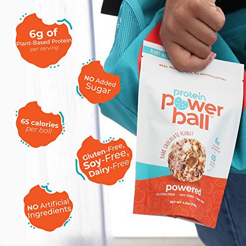Protein Power Ball | On-the-Go Snacks | Gluten Free, Dairy Free, Soy Free Snack | High Protein Energy Bites (Dark Chocolate Peanut, 2 Pack)