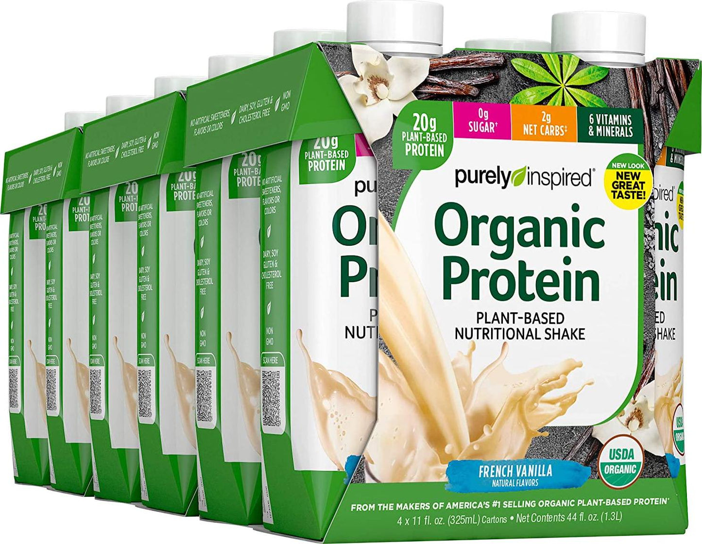 Protein Shakes Ready to Drink | Purely Inspired Organic Protein Shake | 20g of Plant Based Protein |Sports Nutrition RTD | French Vanilla, 11 fl. oz (Pack of 12) (Packaging may vary)