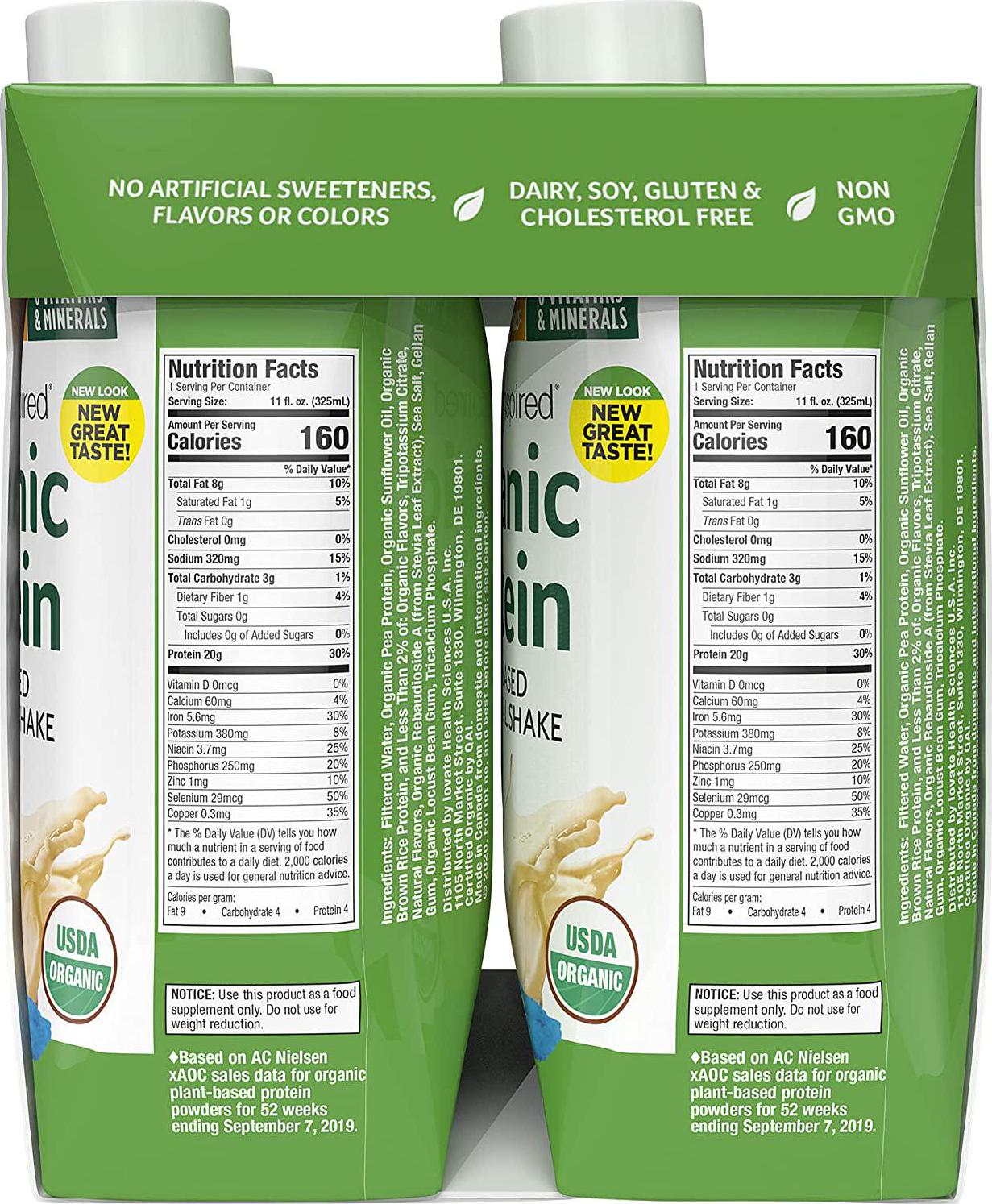 Protein Shakes Ready to Drink | Purely Inspired Organic Protein Shake | 20g of Plant Based Protein |Sports Nutrition RTD | French Vanilla, 11 fl. oz (Pack of 12) (Packaging may vary)