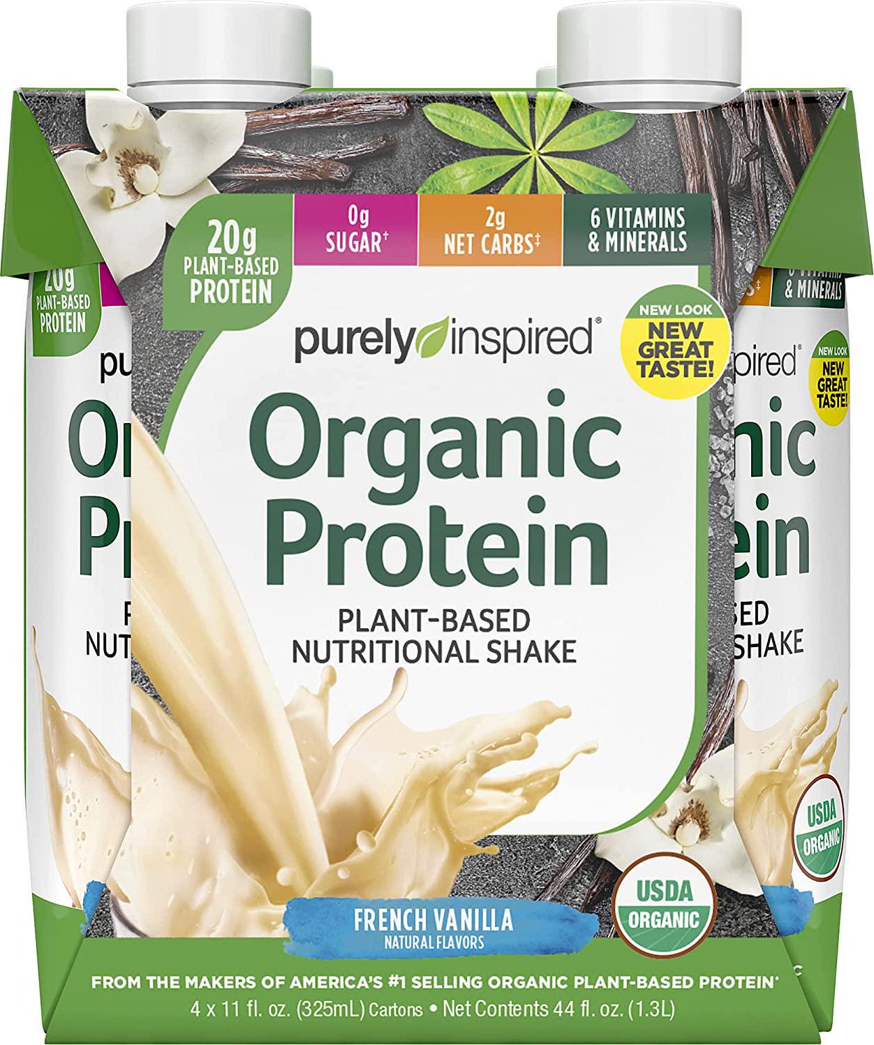 Protein Shakes Ready to Drink | Purely Inspired Organic Protein Shake | 20g of Plant Based Protein |Sports Nutrition RTD | French Vanilla, 11 fl. oz (Pack of 12) (Packaging may vary)