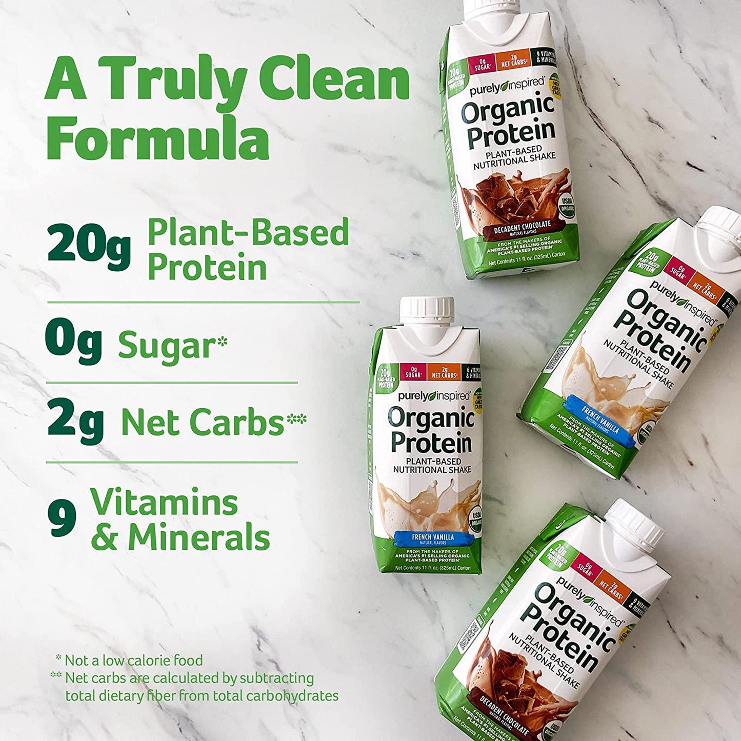 Protein Shakes Ready to Drink | Purely Inspired Organic Protein Shake | 20g of Plant Based Protein |Sports Nutrition RTD | French Vanilla, 11 fl. oz (Pack of 12) (Packaging may vary)