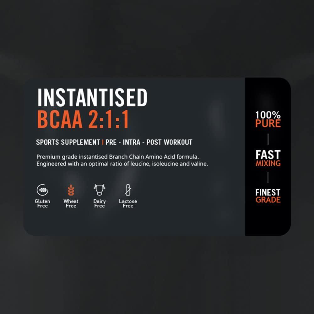 Protein Works | Instantised BCAA Powder | Branched Chain Amino Acid Supplement | 2:1:1 Ratio | Aids Recovery and Muscle Building | Orange Burst | 500 g