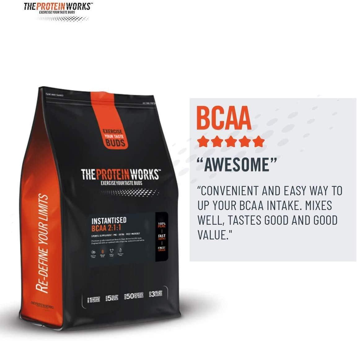 Protein Works | Instantised BCAA Powder | Branched Chain Amino Acid Supplement | 2:1:1 Ratio | Aids Recovery and Muscle Building | Orange Burst | 500 g