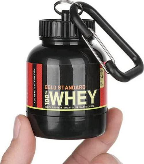 Protein and Supplement Gym Keychain (Black Gold Standard 100% Whey)