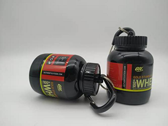 Protein and Supplement Gym Keychain (Black Gold Standard 100% Whey)