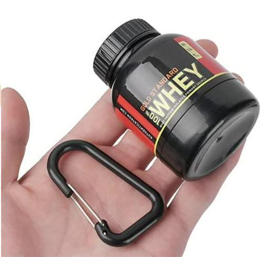 Protein and Supplement Gym Keychain (Black Gold Standard 100% Whey)
