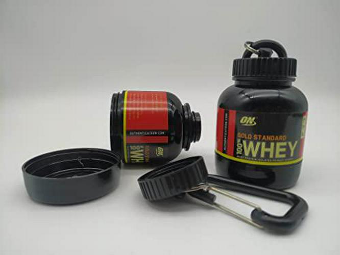 Protein and Supplement Gym Keychain (Black Gold Standard 100% Whey)