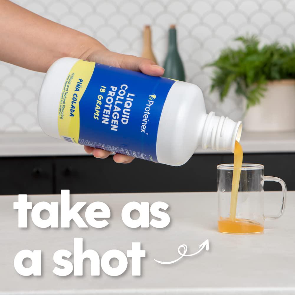 Proteinex Liquid Hydrolyzed Protein Supports Muscle and Joints Recovery - Liquid Collagen for Women and Men for Healthy Skin, Hair and Nails - No Carbs Ready to Drink Protein Drink (Cherry)