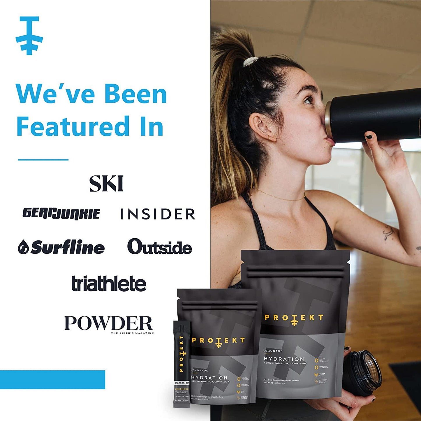 Protekt Hydration Liquid Electrolyte Packets - Organic Electrolytes and Sugar-Free Energy Packets - 10:2:1 Sodium, Potassium, Magnesium Ratio for Electrolyte Balance - Hydration Pack of 10 - Lemonade