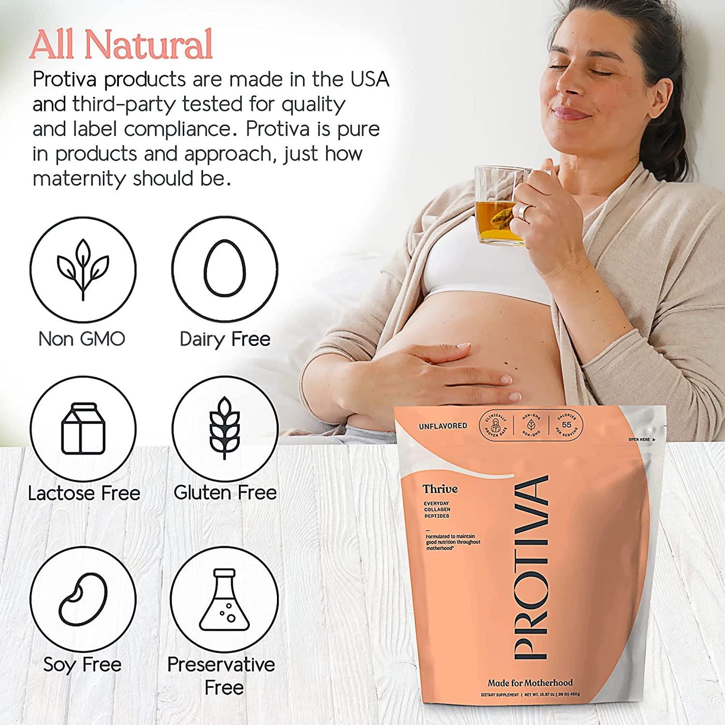 Protiva Thrive Unfavored Collagen Peptides - Prenatal and Postpartum - Vital Proteins Collagen Peptides Powder - Safe and Effective Collagen Supplements - Protein Powder for Women - (16oz/450g)