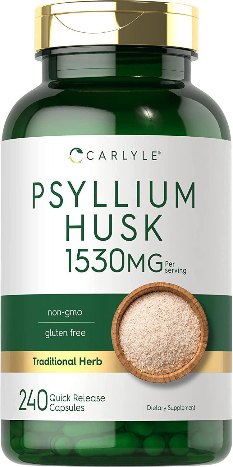 Psyllium Husk Capsules | 1530mg | 240 Caps | High Potency Fiber Supplement | Non-GMO, Gluten Free | by Carlyle