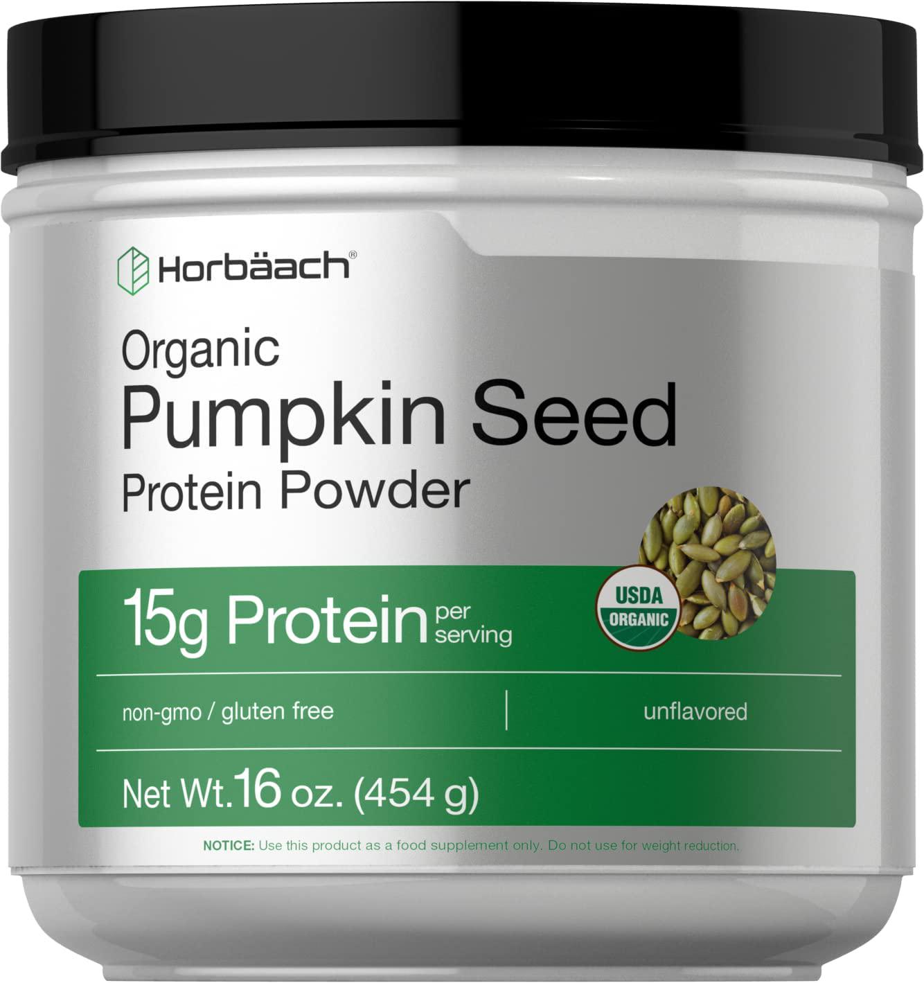 Pumpkin Seed Protein Powder Organic | 16 oz | Vegetarian, Gluten Free, and Non-GMO Formula | Keto and Paleo Supplement | 15g of Protein | by Horbaach