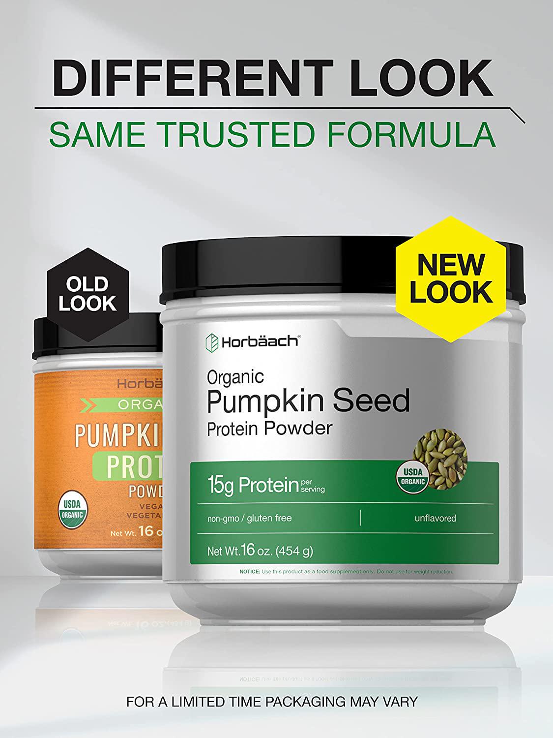 Pumpkin Seed Protein Powder Organic | 16 oz | Vegetarian, Gluten Free, and Non-GMO Formula | Keto and Paleo Supplement | 15g of Protein | by Horbaach