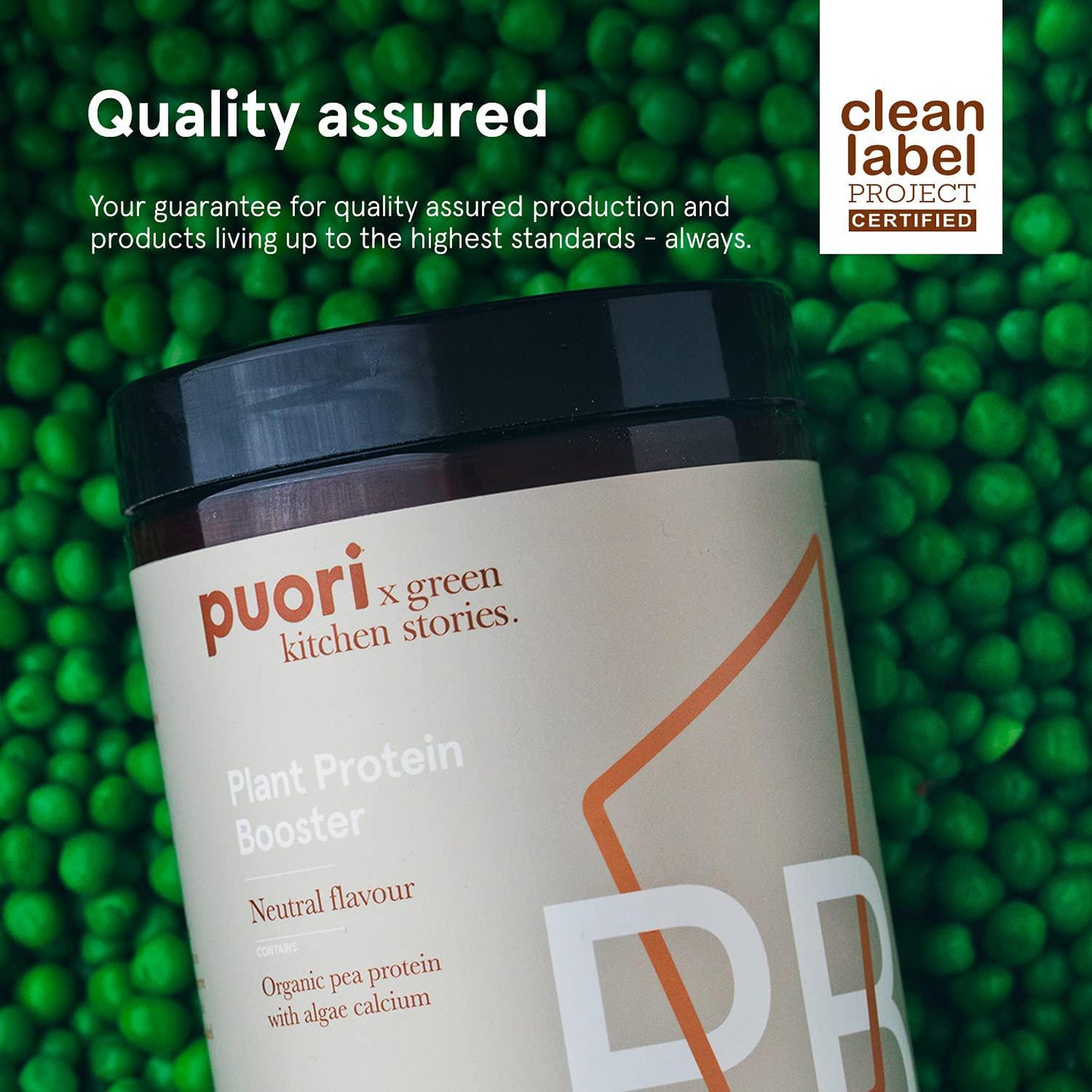 Puori Vegan Plant Protein Enhancer Powder - 25 Servings - Neutral Flavor Pea Protein with Algae Calcium for Essential Amino Acids - Dairy-Free, Vegetarian, Non GMO