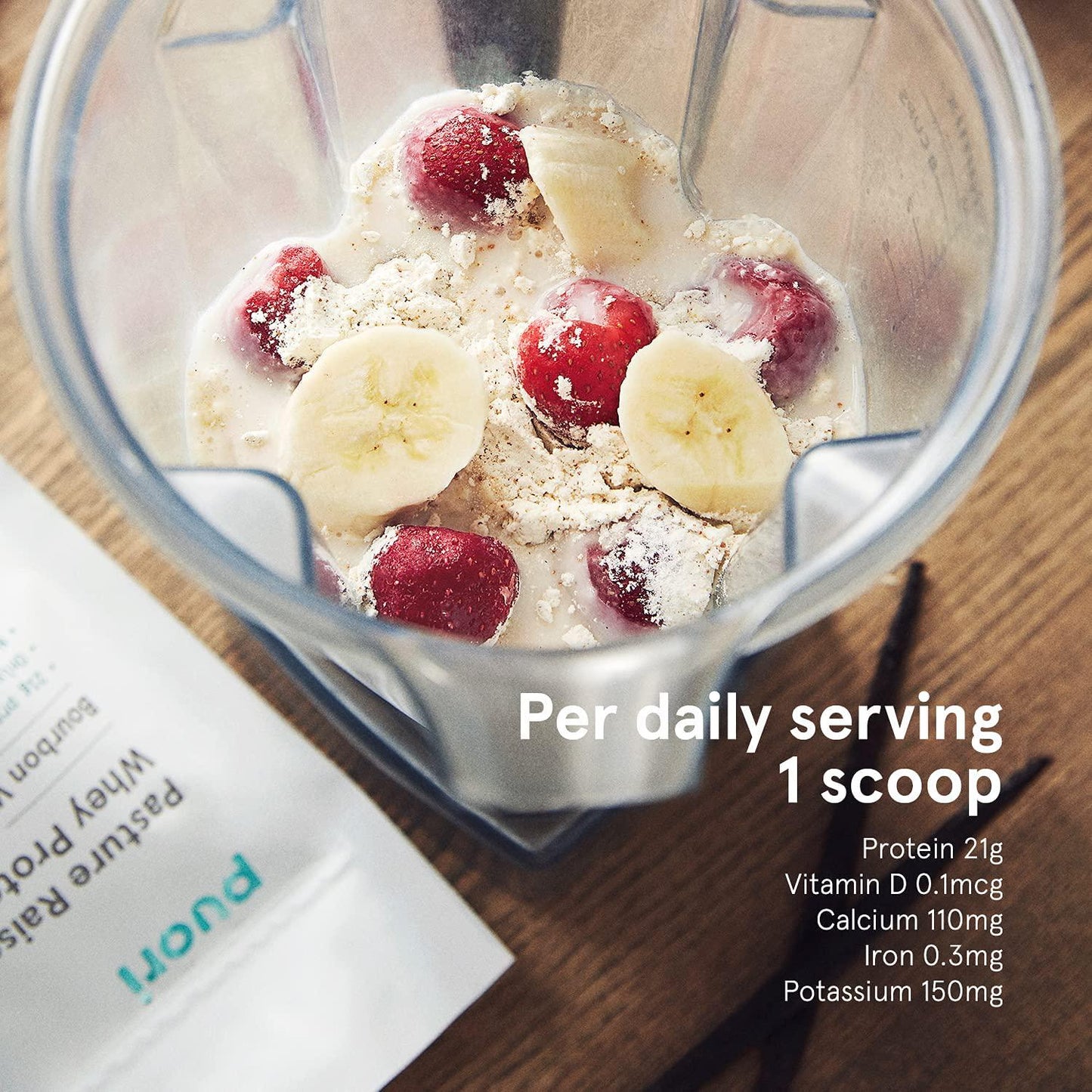 Puori Whey Protein Powder - Bourbon Vanilla - PW1 Pasture Raised Non-GMO - 100% Natural and Pure for Muscle Growth - 21g Protein 1.98lbs