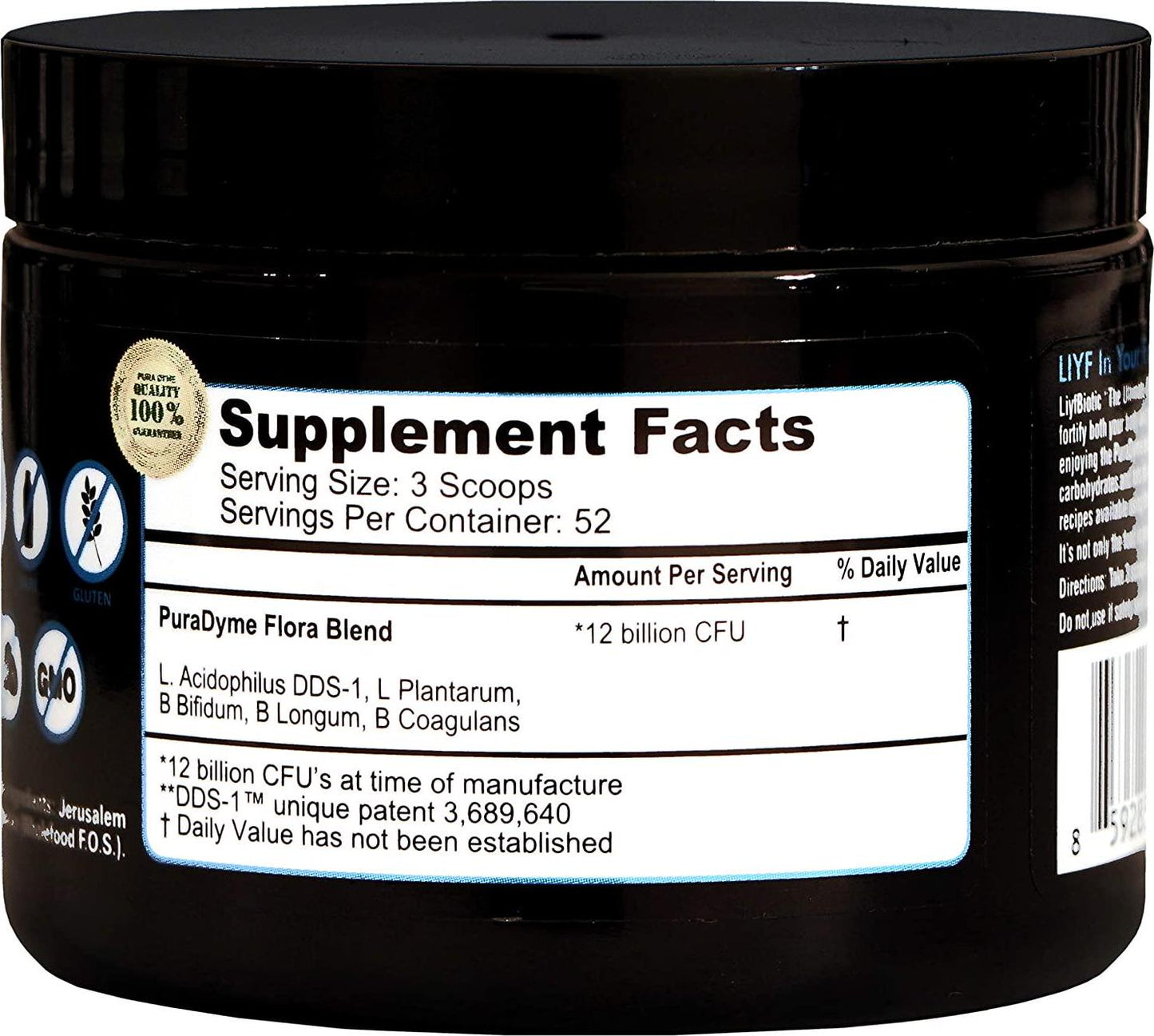 PuraDyme LiyfBiotic Probiotic Digestion and Dietary Supplement - 2 Ounce Powder. By Lou Corona