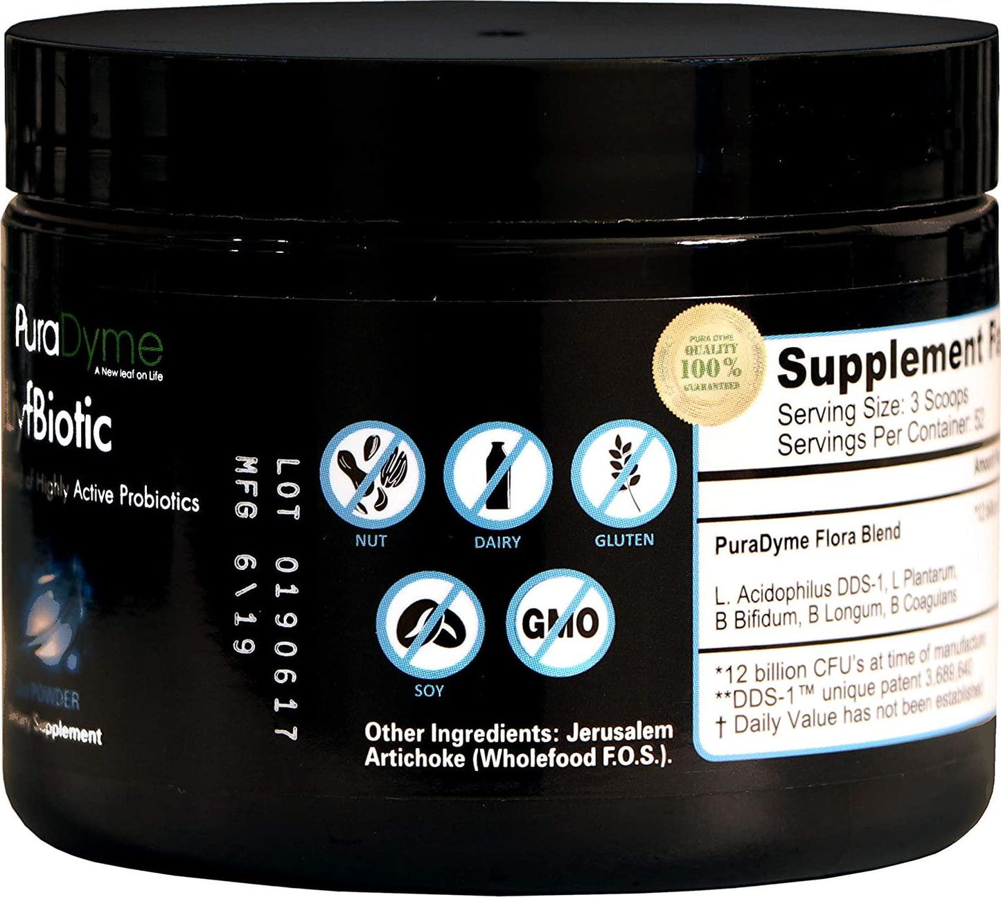 PuraDyme LiyfBiotic Probiotic Digestion and Dietary Supplement - 2 Ounce Powder. By Lou Corona
