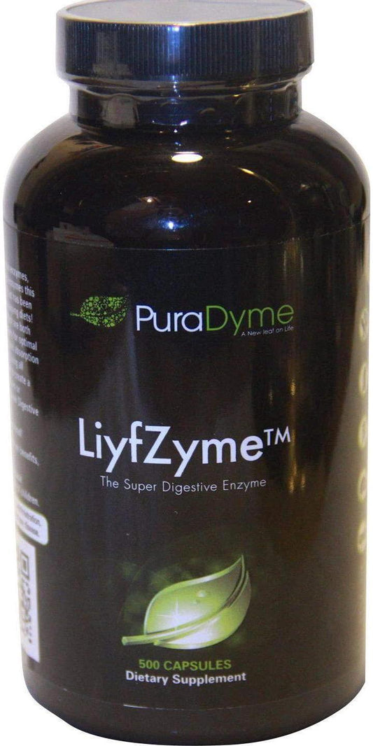 PuraDyme LiyfZyme Plant Based Digestive Enzyme Supplement - 500 Veggie Capsules. By Lou Corona