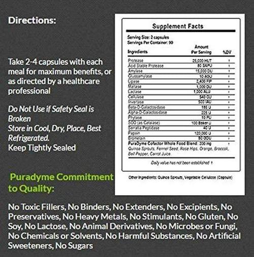 PuraDyme LiyfZyme Plant Based Digestive Enzyme Supplement - 500 Veggie Capsules. By Lou Corona