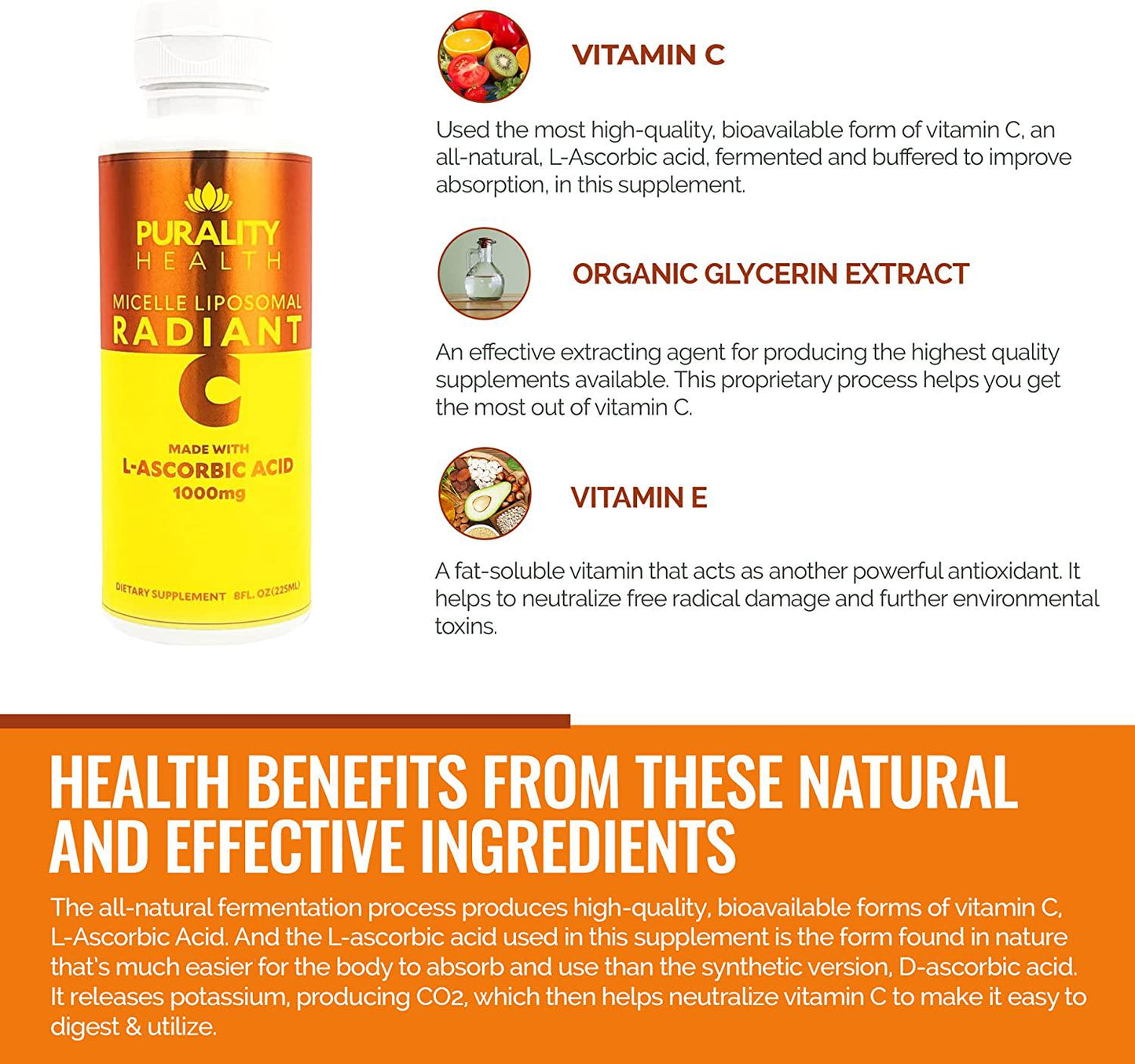 PuraTHRIVE Liposomal Vitamin C 1000 mg Liquid Supplement with Citrus and Vanilla Oil by PuraTHRIVE. Liposomal Delivery for Maximum Absorption. Vegan, GMO Free, Made in The USA