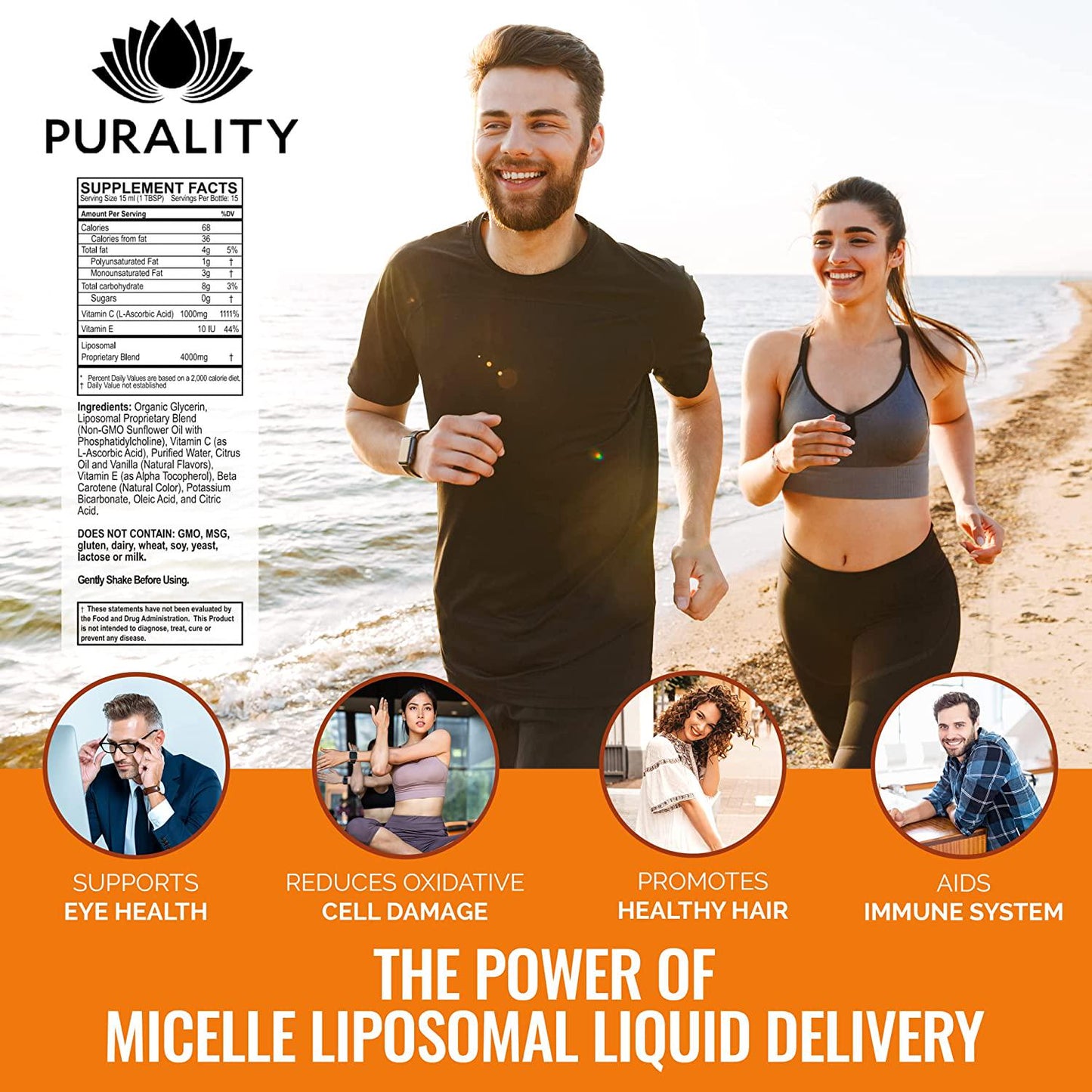 PuraTHRIVE Liposomal Vitamin C 1000 mg Liquid Supplement with Citrus and Vanilla Oil by PuraTHRIVE. Liposomal Delivery for Maximum Absorption. Vegan, GMO Free, Made in The USA