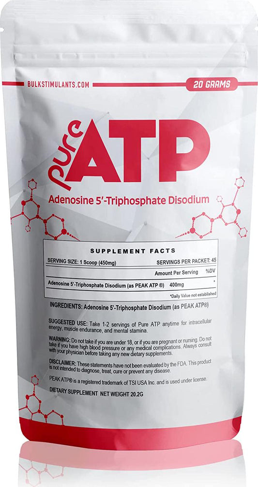 Pure ATP: Adenosine Triphosphate Powder | Intracellular Energy | Brain and Muscle Endurance | 20 Grams