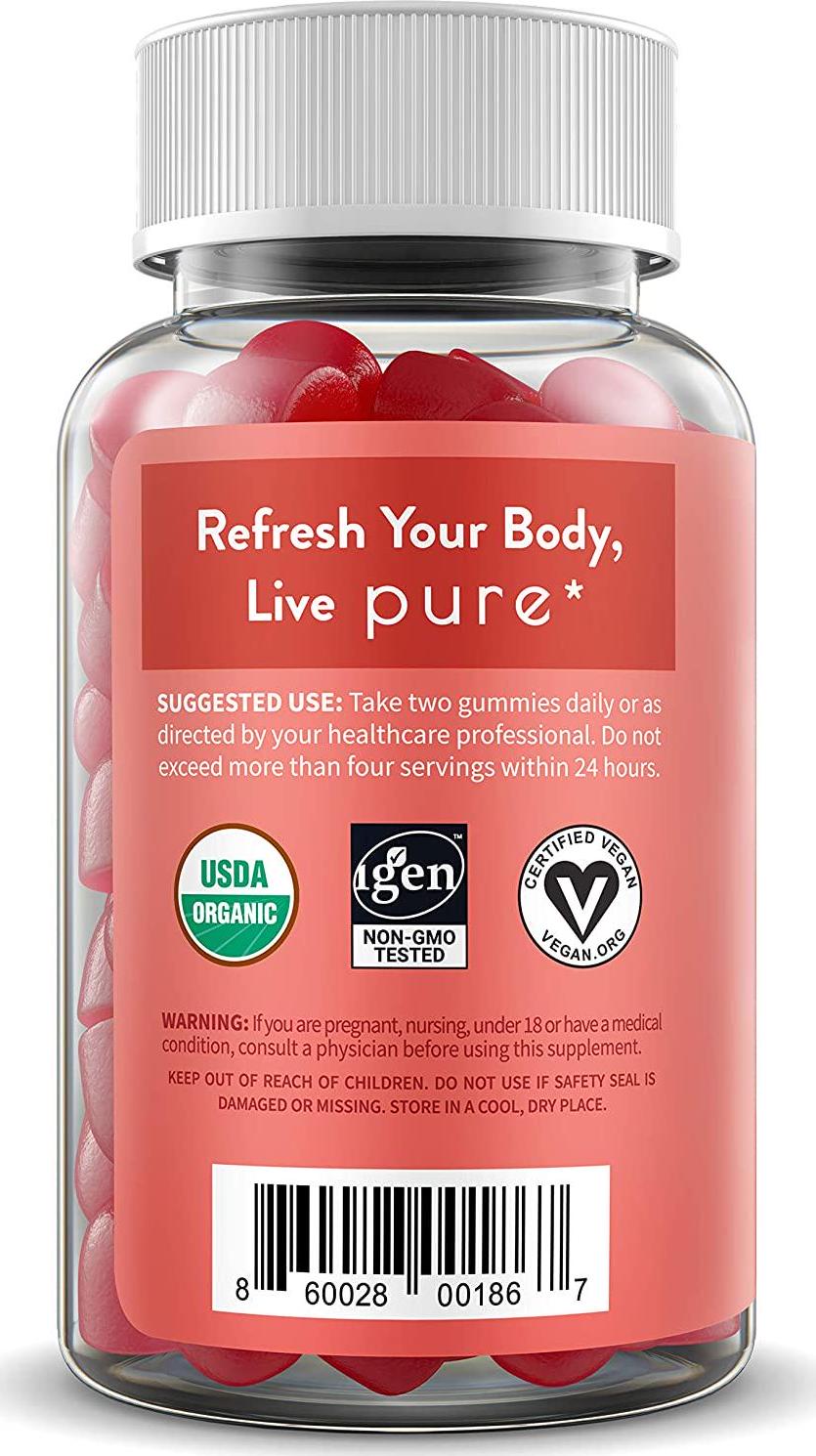 Pure Apple Cider Vinegar Gummies - with Raw, Organic, Unfiltered ACV from The Mother - Gummy Alternative to Apple Cider Vinegar Capsules, Pills, Tablets - Detox, Cleanse Support, Immunity