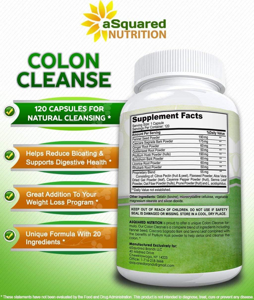 Pure Colon Cleanse for Weight Loss - 120 Capsules, Max Strength, Natural Colon Detox Cleanser, Colon Cleansing Diet Supplement Blend for Digestive Health, Diet Pills for Men and Women