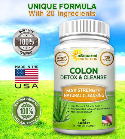 Pure Colon Cleanse for Weight Loss - 120 Capsules, Max Strength, Natural Colon Detox Cleanser, Colon Cleansing Diet Supplement Blend for Digestive Health, Diet Pills for Men and Women