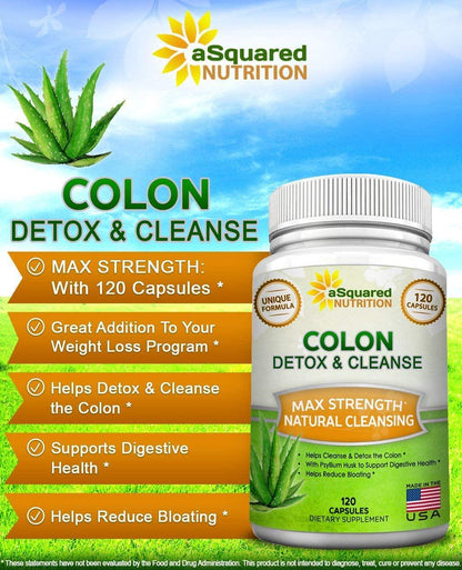 Pure Colon Cleanse for Weight Loss - 120 Capsules, Max Strength, Natural Colon Detox Cleanser, Colon Cleansing Diet Supplement Blend for Digestive Health, Diet Pills for Men and Women