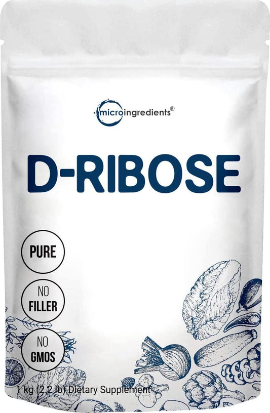 Pure D Ribose Powder, 1 KG (2.2 Pound and 200 Servings), Powerfully Supports Energy and Muscle Endurance, Pharmaceutical Grade, Filler Free, No GMOs, No Gluten and Water Soluble