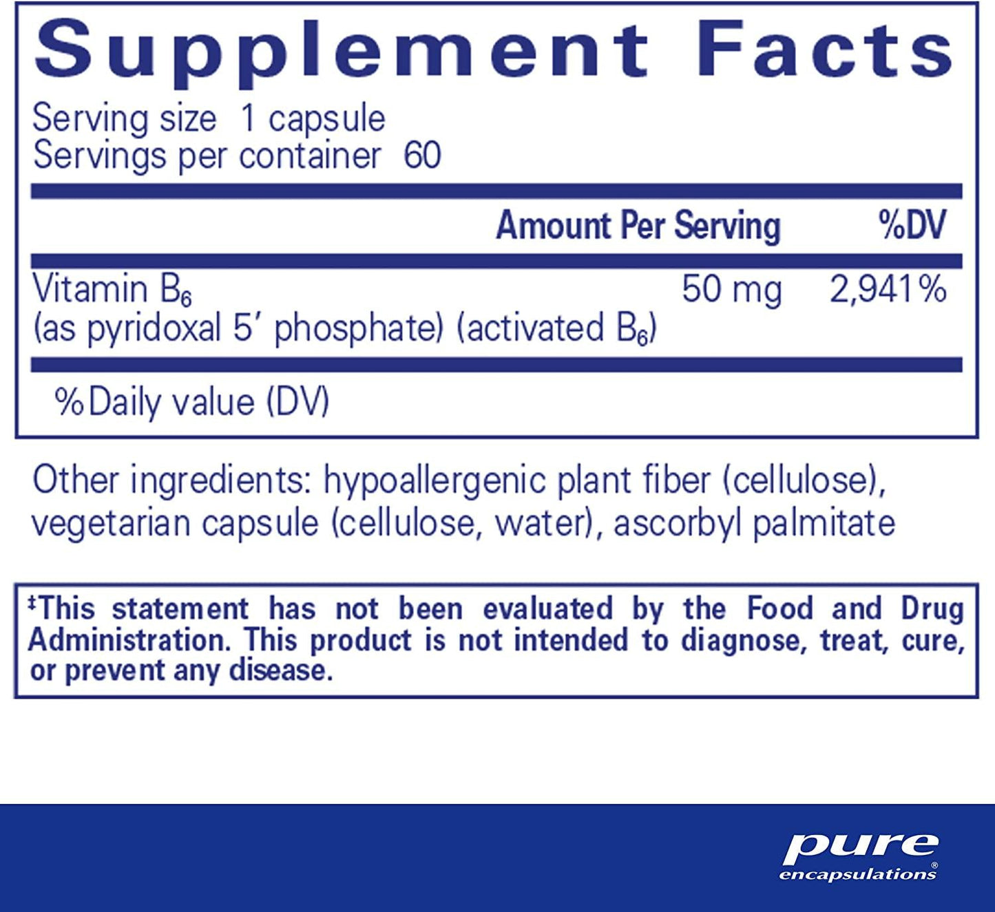 Pure Encapsulations P5P 50 | Vitamin B6 Supplement to Support Metabolism* | 60 Capsules