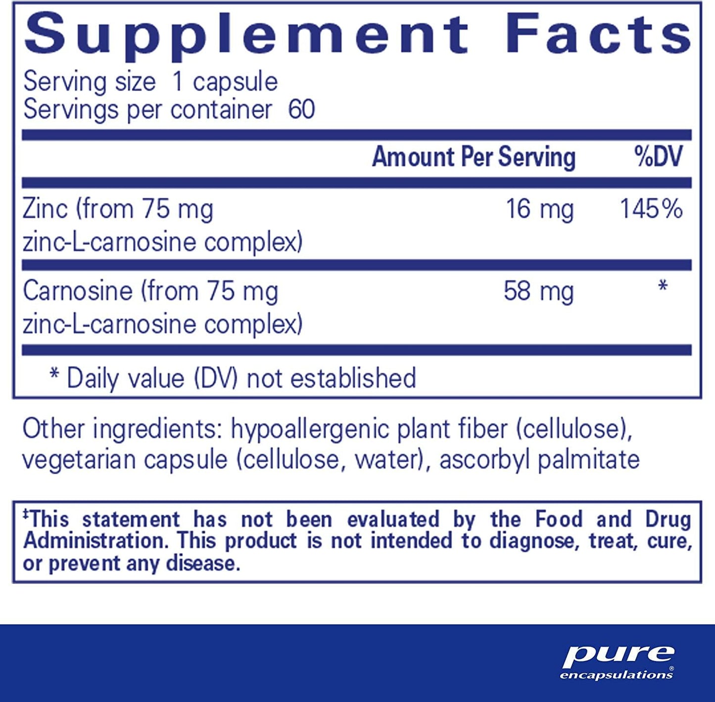 Pure Encapsulations Peptic-Care (Zinc-L-Carnosine) | Antioxidant Supplement to Support The Stomach Lining and Overall Gastric Health* | 60 Capsules