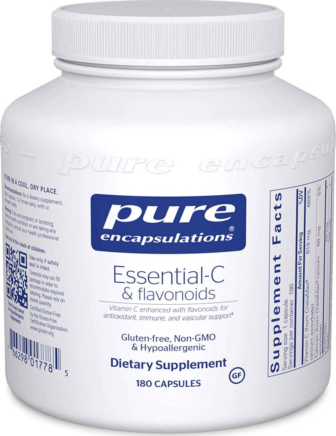 Pure Encapsulations Essential-C and Flavonoids | Vitamin C Supplement for Antioxidant, Immune and Vascular Support* | 180 Capsules
