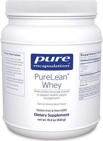 Pure Encapsulations - PureLean Whey - Whey Protein for Healthy Weight Management** - 16.8 Ounces - Natural Vanilla Bean Flavor*