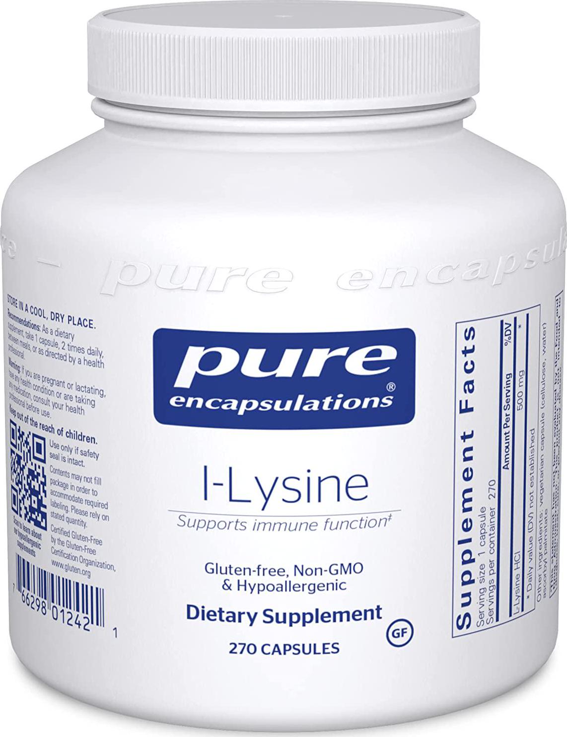 Pure Encapsulations L-Lysine | Amino Acid Supplement for Immune Support and Gum Health* | 270 Capsules