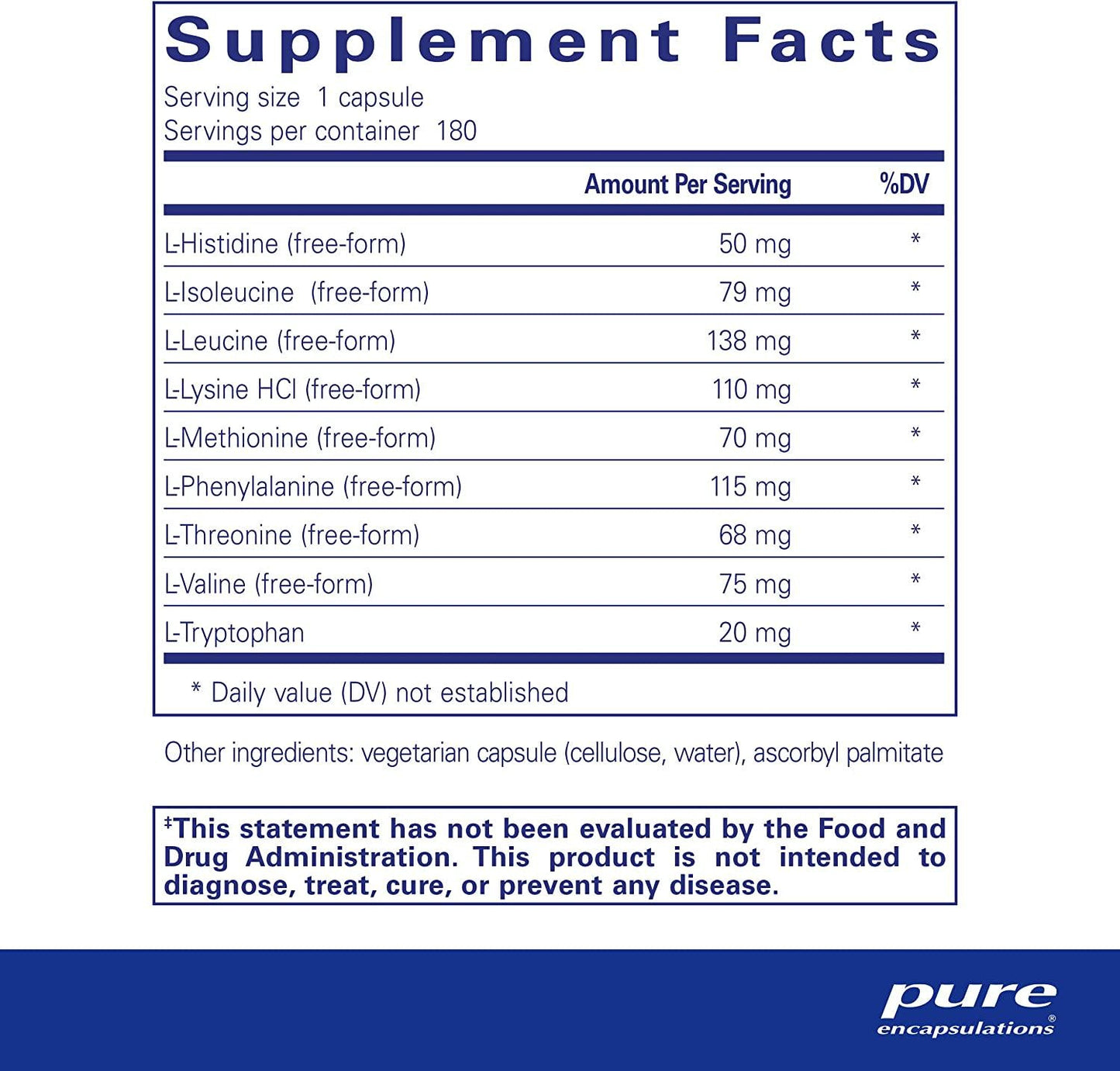 Pure Encapsulations Essential Aminos | Amino Acid Supplement for The Brain and Muscle Recovery* | 180 Capsules