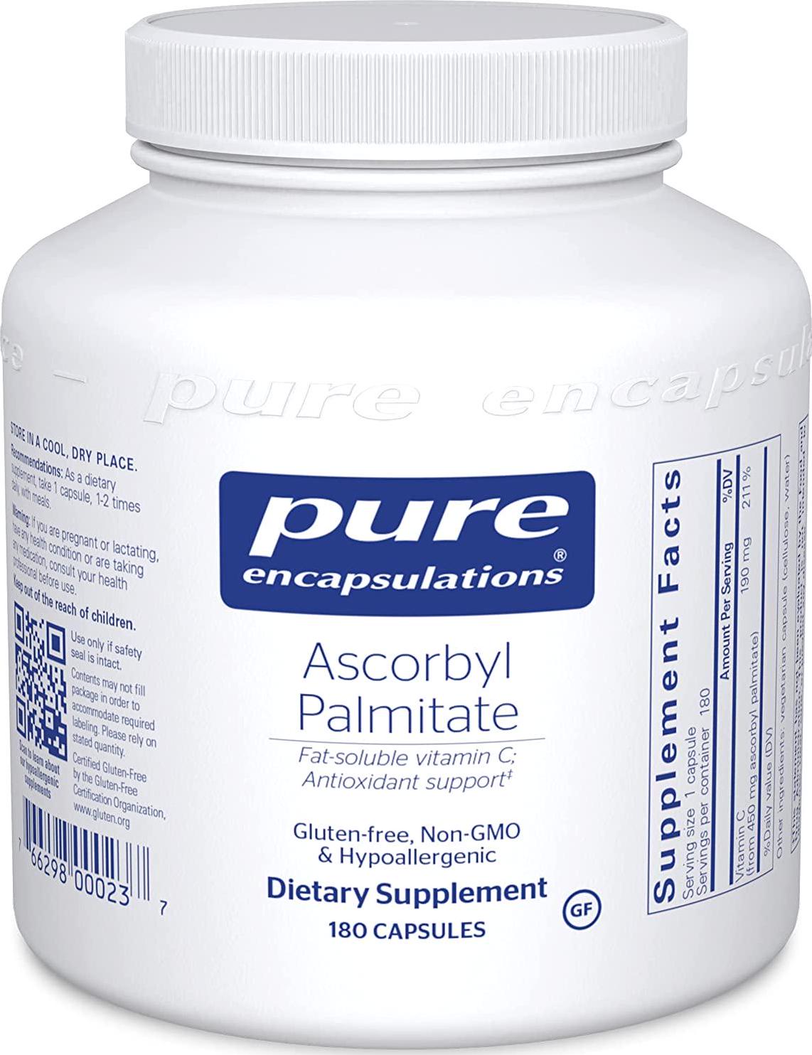 Pure Encapsulations Ascorbyl Palmitate | Fat-Soluble Vitamin C Supplement to Support Iron Absorption and a Healthy Immune System* | 180 Capsules