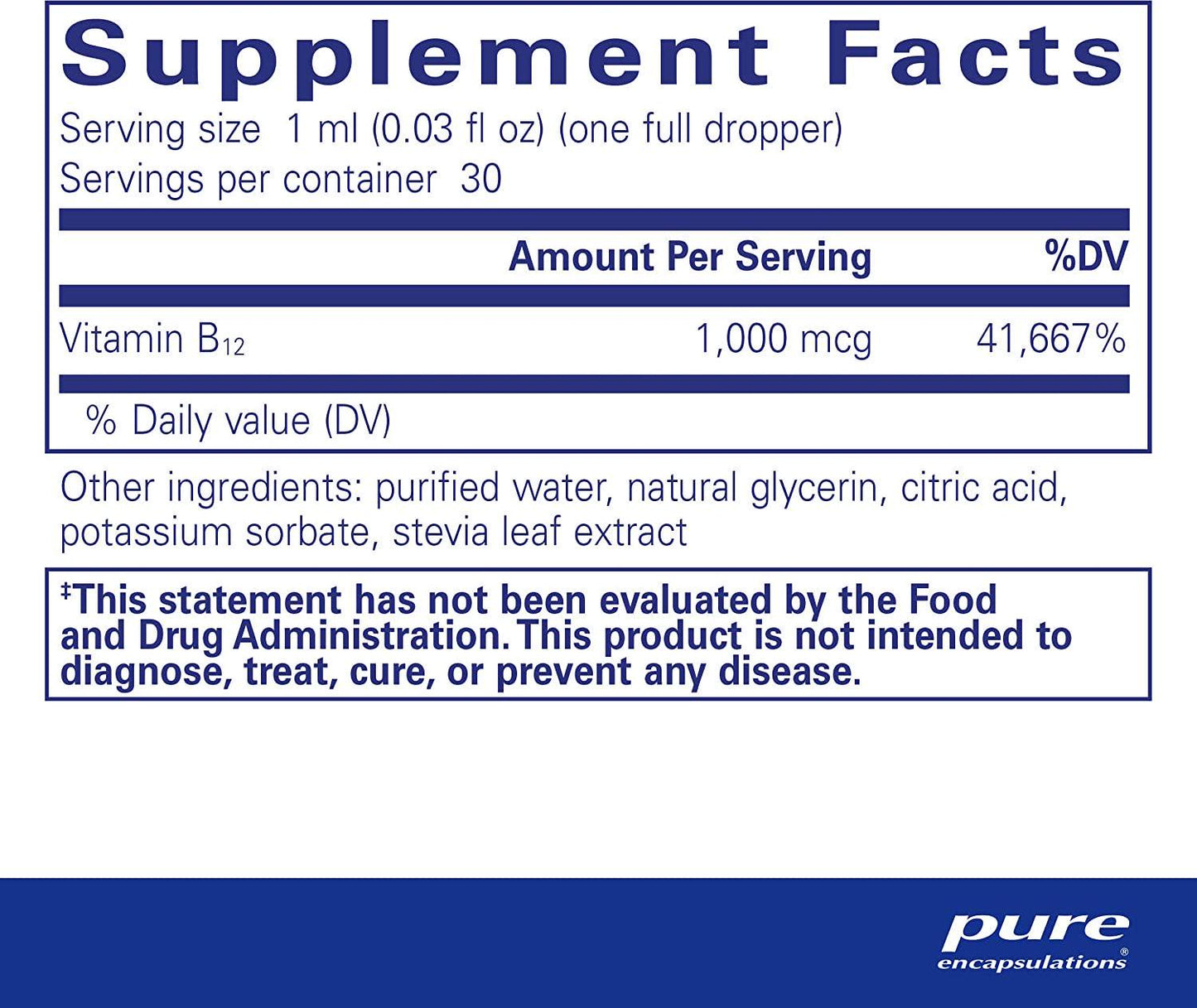 Pure Encapsulations B12 Liquid | 1,000 mcg Vitamin B12 (Methylcobalamin) Supplement to Support Nerves, Immune Health, Energy, and Cognitive Function* | 1 fl. oz.