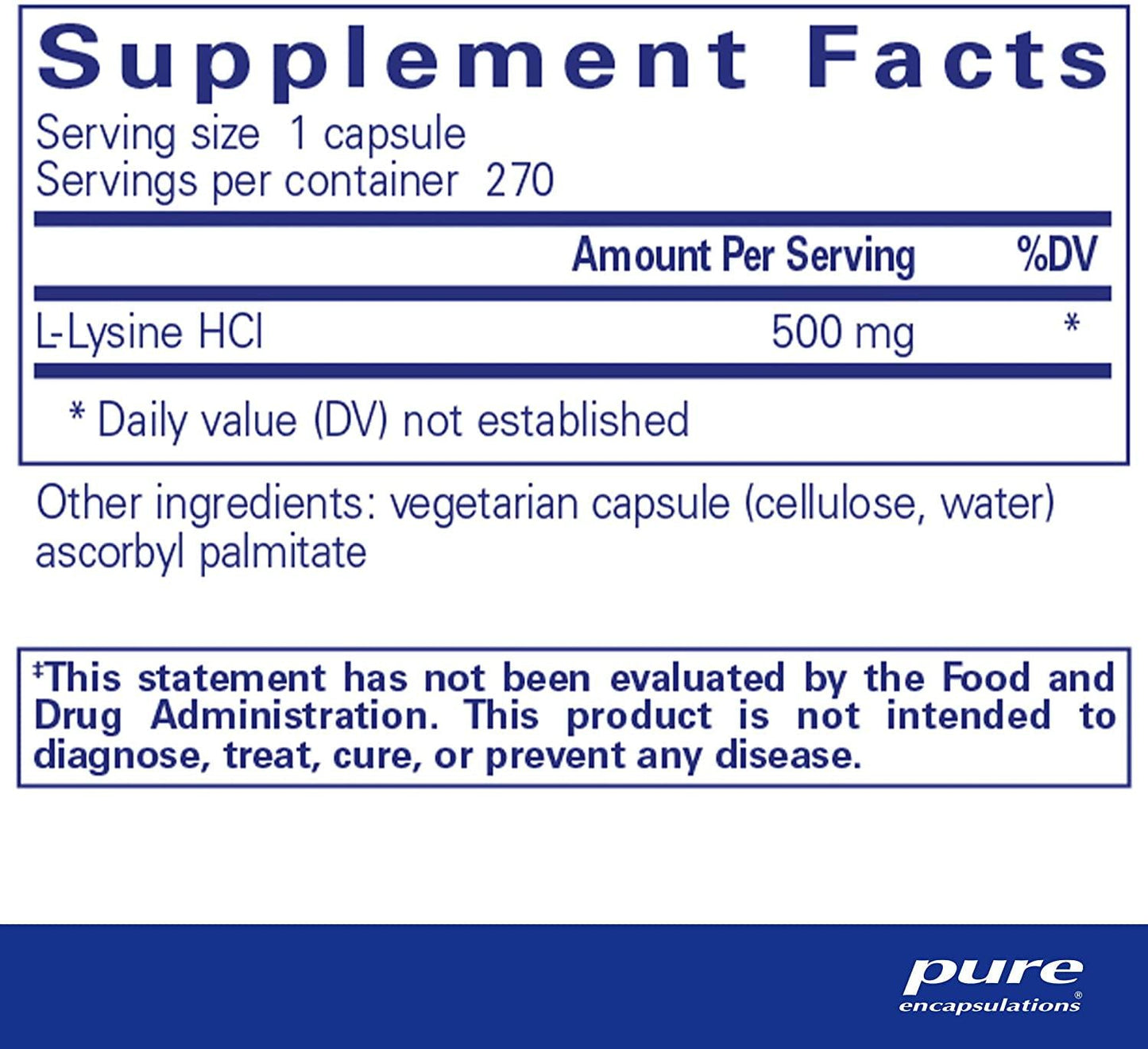 Pure Encapsulations L-Lysine | Amino Acid Supplement for Immune Support and Gum Health* | 270 Capsules