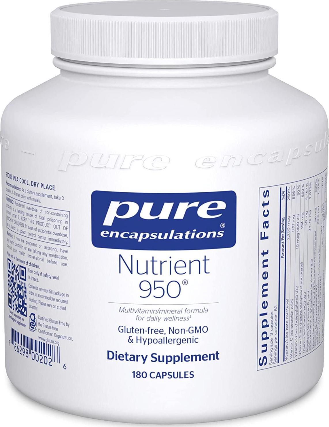 Pure Encapsulations Nutrient 950 | Multivitamin Mineral Supplement to Support Physiological Functions and a Healthy Lifestyle* | 180 Capsules