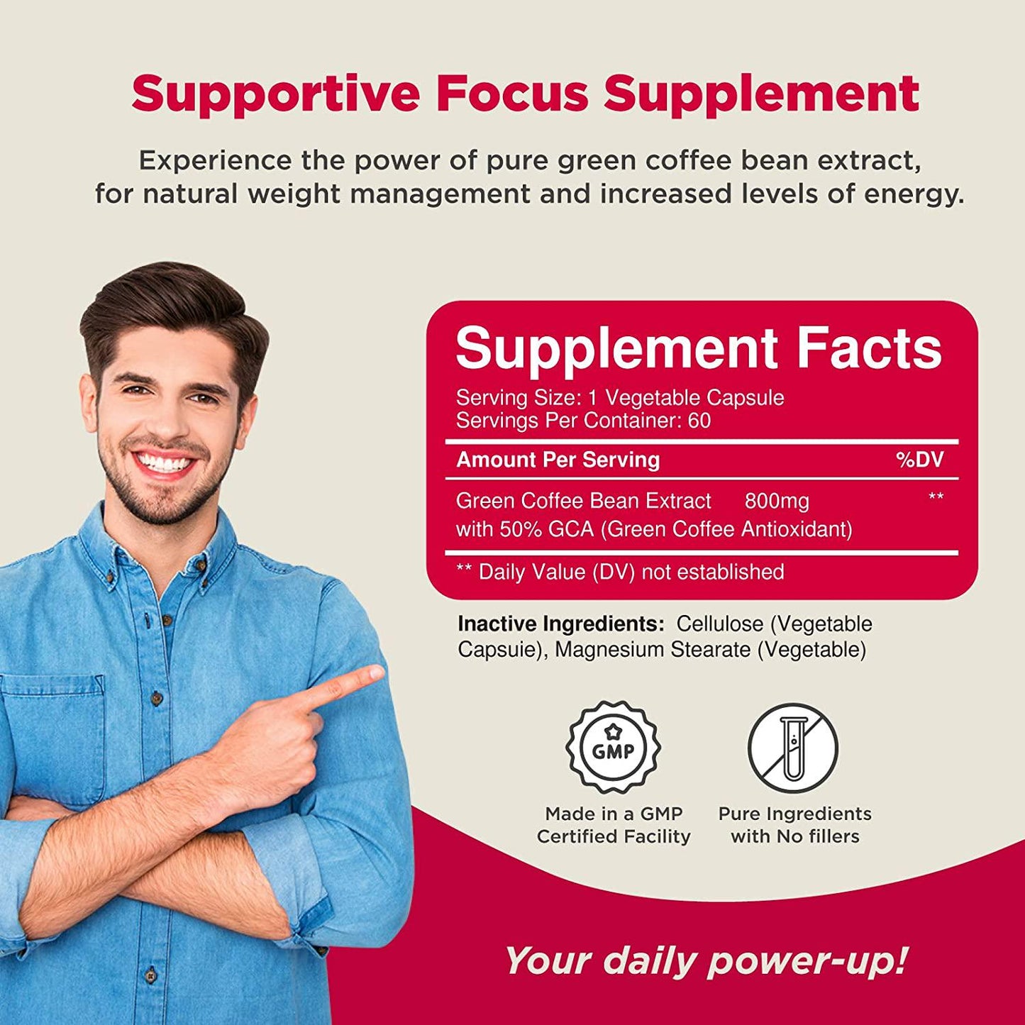 Pure Green Coffee Bean Extract Standardized to 50% Chlorogenic Acid Weight Loss Supplement for Men and Women Burns Both Fat and Sugar High Grade Potent Ingredients