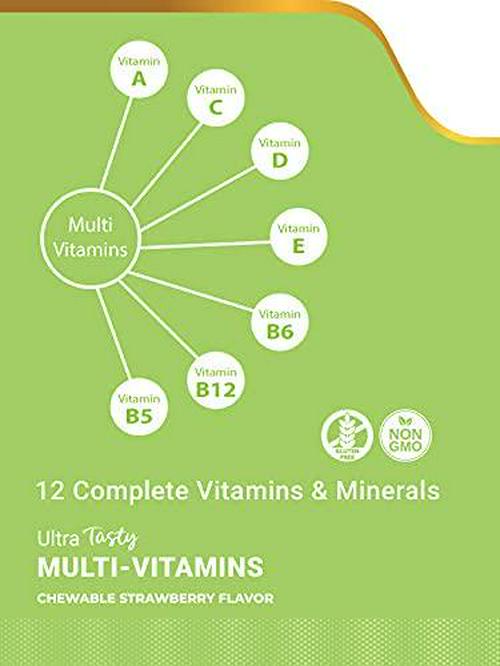 Pure Healthy, Ultra Tasty Multivitamins, 60pcs, Chewable Multivitamins Gummies, Multivitamins for Adults, Vitamin A C D E B5 B6 B12