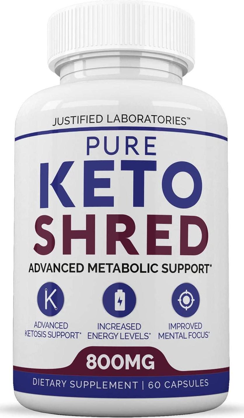 Pure Keto Shred Advanced BHB Ketogenic Supplement Exogenous Ketones Ketosis for Men Women 60 Capsules