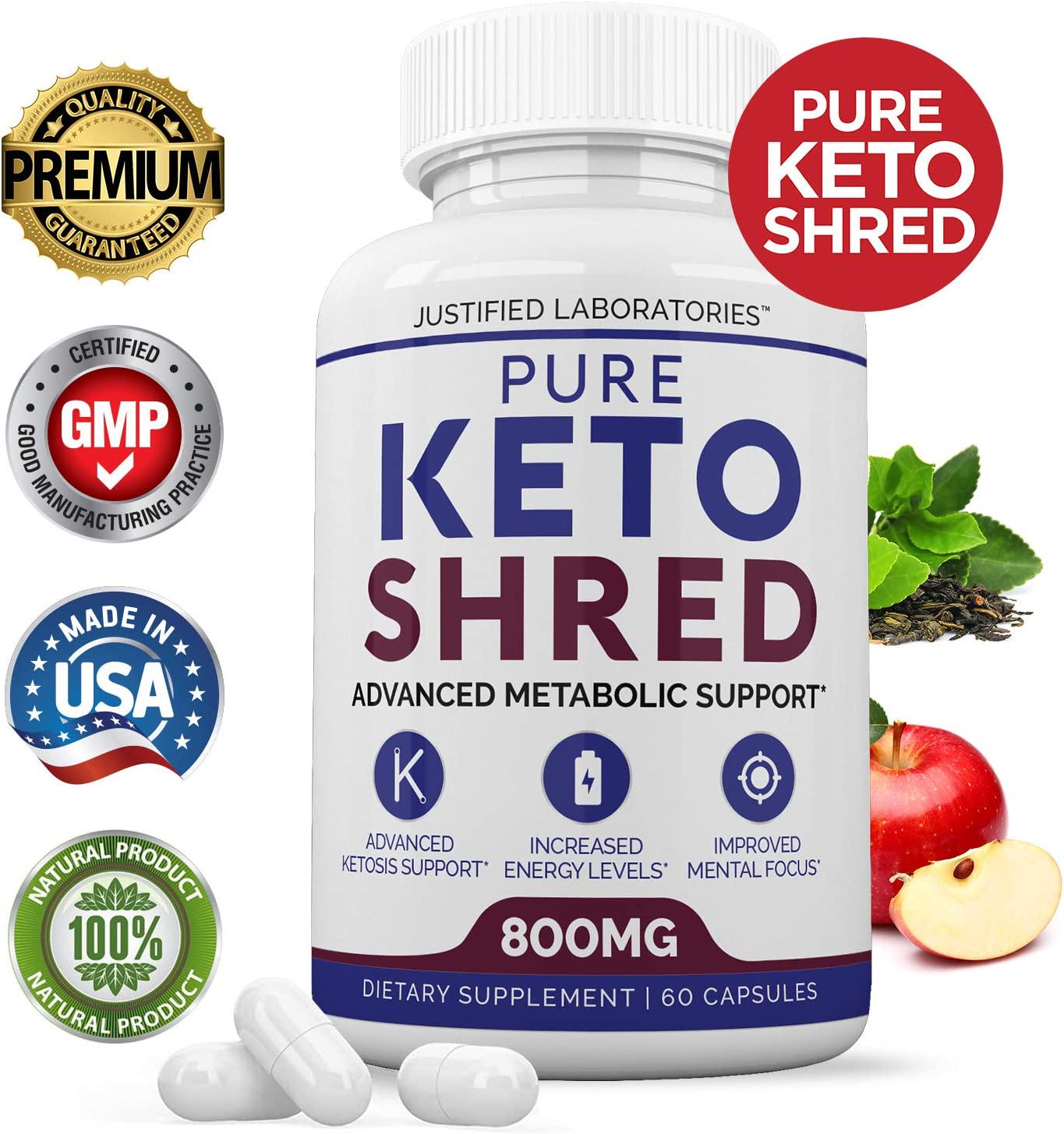 Pure Keto Shred Advanced BHB Ketogenic Supplement Exogenous Ketones Ketosis for Men Women 60 Capsules