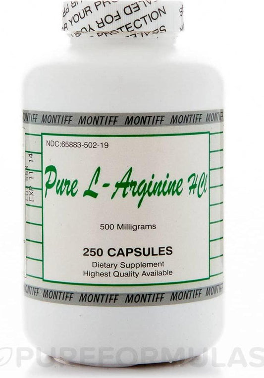 Pure L-Arginine HCL 500 mg - 250 Capsules by Montiff