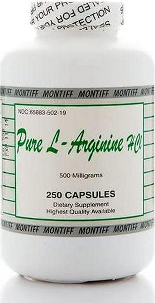 Pure L-Arginine HCL 500 mg - 250 Capsules by Montiff